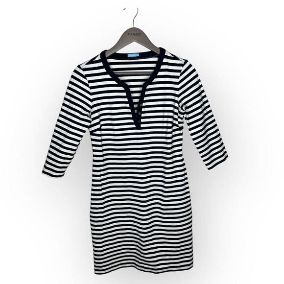 J. McLaughlin Black and White Striped Ponte Dress - Picture 1 of 4